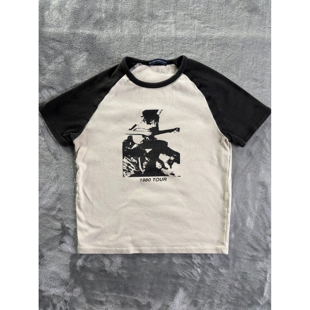 Brandy Melville 1980 Tour Guitarist Graphic Women's T-Shirt One Size Multicolor